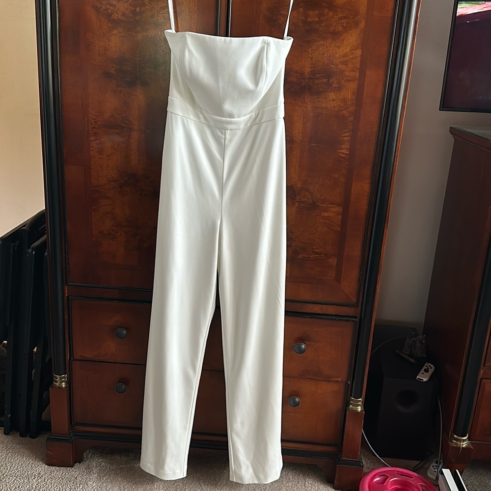 White House Black Market strapless white jumpsuit